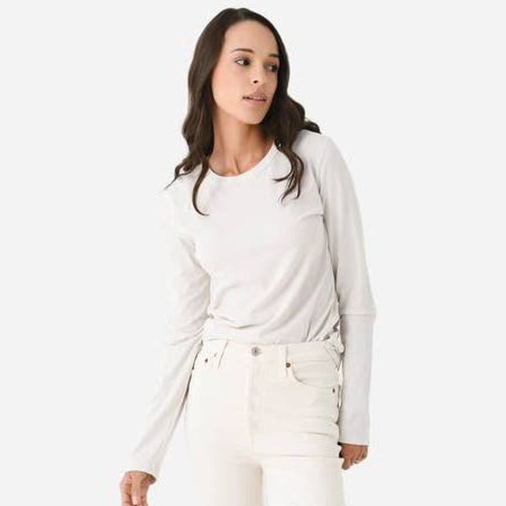Velvet by Spencer & Graham Keegan Long Sleeve Tee Cream Bone S NWT Minimalist
